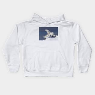 Snowy Owl taking flight Kids Hoodie